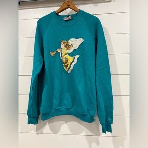 Vintage 80’s 90’s Novelty Sweatshirt Bucilla Embellished Angel Women’s Size XL